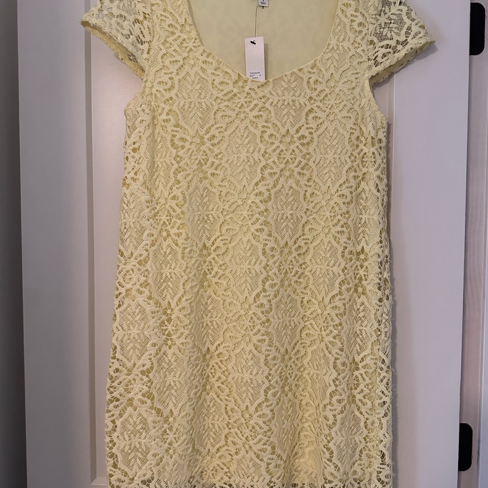 NWT Elegant Lace Yellow Knee Length Dress